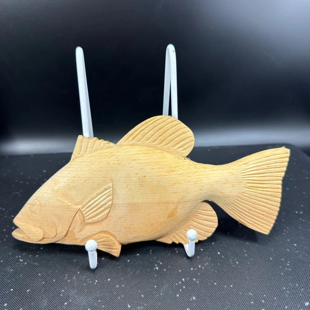 Vintage 1993 Thorsen Hand Carved Wood Fish Sculpture Folk Art Cabin Decor 8 inch